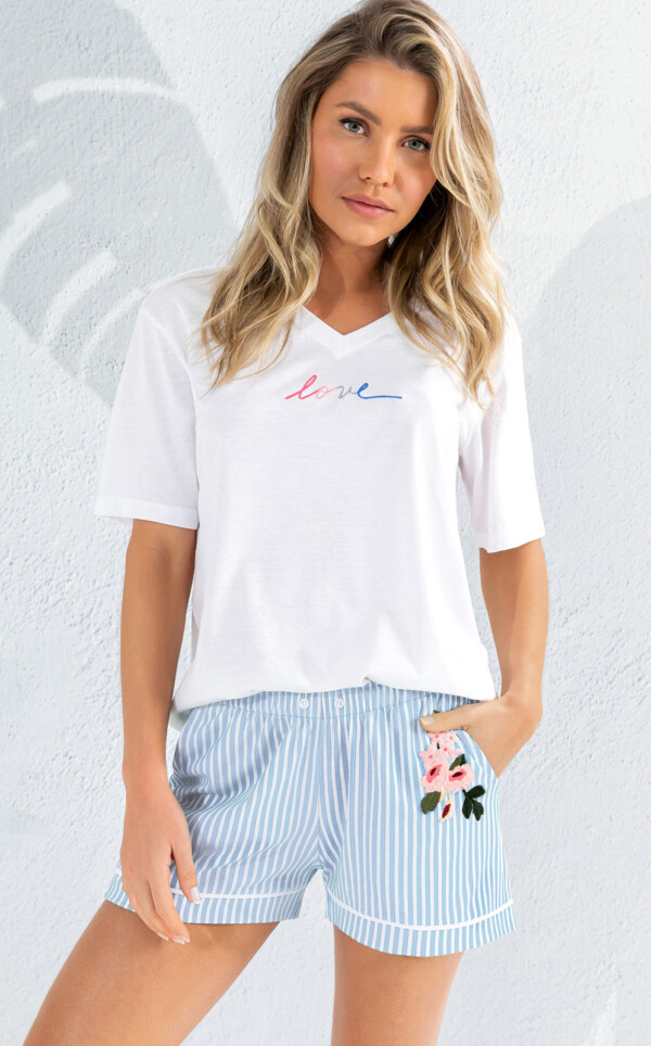 Pijama Blusa Manga Curta com Shorts Paola