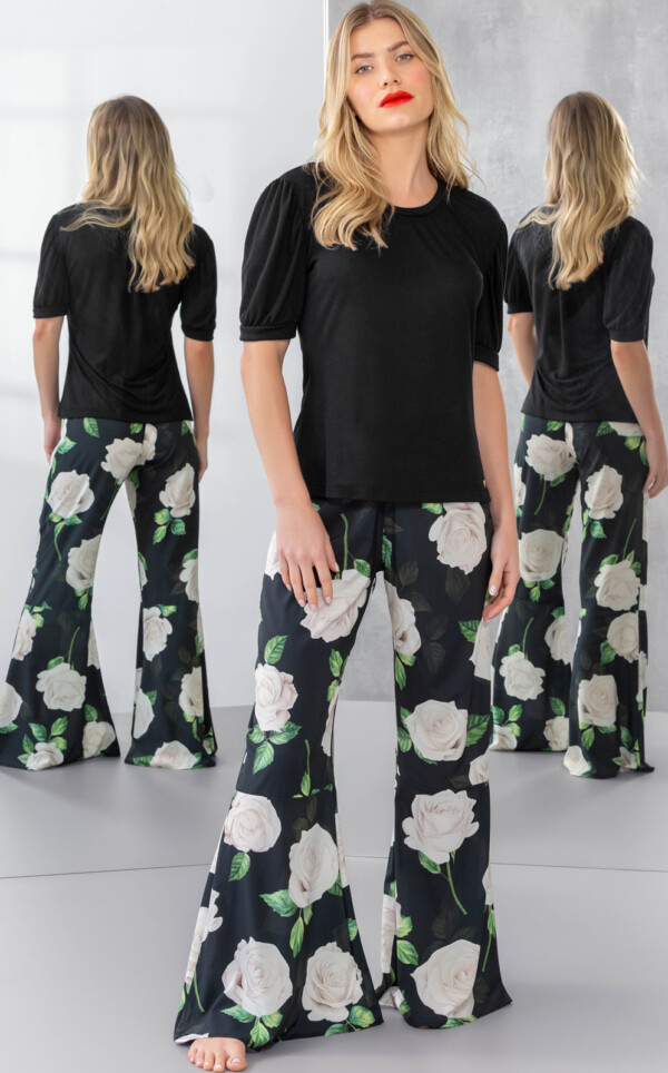 Premium - Pijama Blusa Manga Curta com Calça Eleonora