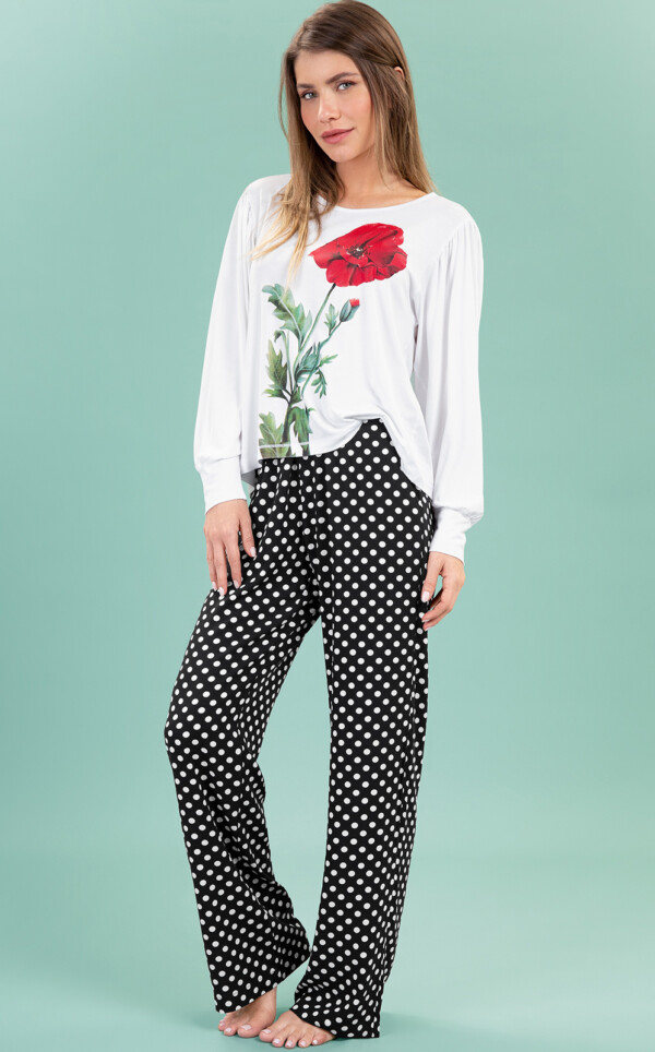 Pijama Blusa Manga Longa com Calça Caterina