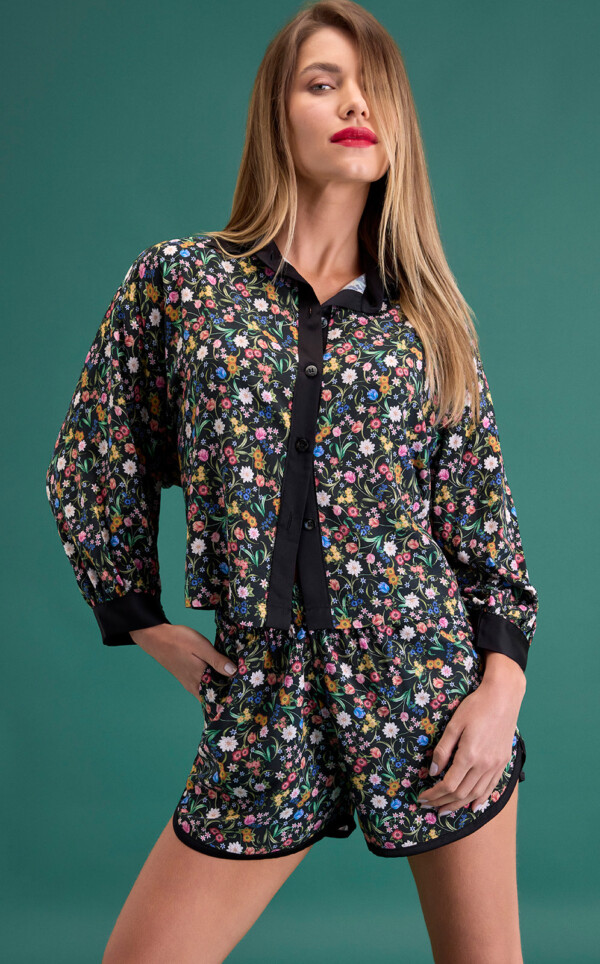 Pijama Americano Manga Longa com Shorts Yaiza