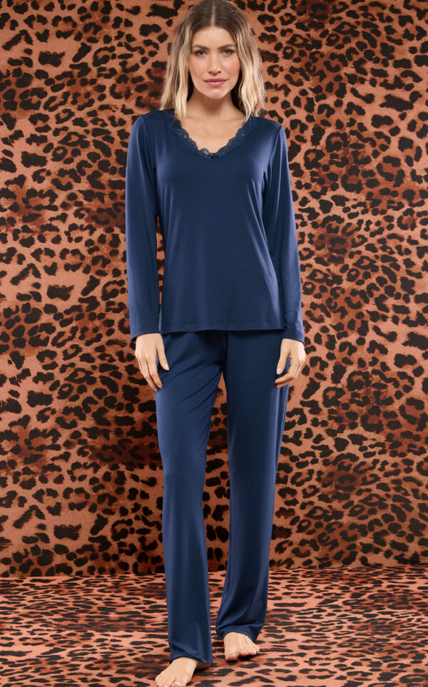 Pijama Blusa Manga Longa com Calça Monika